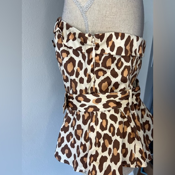New York & Company Strapless Poplin Belted Top in Leopard Print, size M, NWT! - Picture 5 of 11